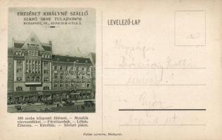 Budapest V. Szabó Imre Erzsébet Királyné Szállója, reklám, litho (kis szakadás / small tear)