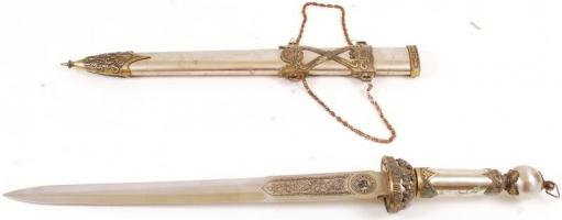 Rome Warrior jelzésű kard, réz díszítésekkel, h:55 cm