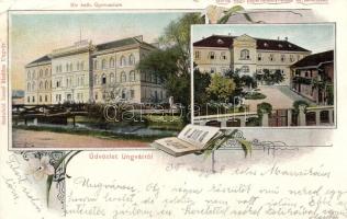 Ungvár, Katolikus gimnázium, görög katolikus tanintézet / Catholic and greek catholic schools; floral (EK)