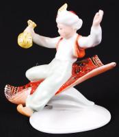 Drasche Aladdin a repülő szőnyegen, kézzel festett, jelzett, hibátlan, ritka, m:12 cm, h:11 cm