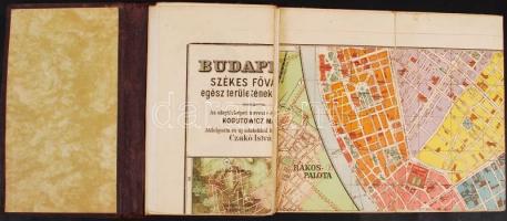 cca 1900 Kogutowitz: Budapest székesfőváros egész területének térképe utcajegyzékkel, vászon borítás...