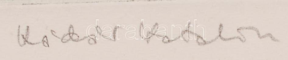 Kádár Katalin (1951): Mimóza. Színezett rézkarc. Jelzett. 30x20 cm keretben