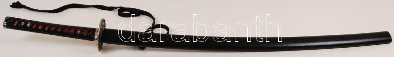 Szamurájkard (Katana) acél pengével, fa hüvellyel, bőr markolattal. Igényes darab / Samurai sword 67 cm