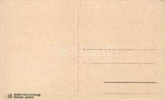 Stralsund, Rathaus und Nikolaikirche; Künstler Steinzeihnung / town hall, church