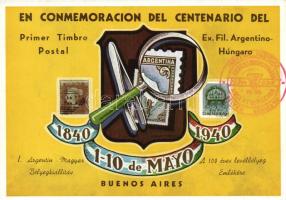 1940 I. Argentin-Magyar bélyegkiállítás a 100 éves levélbélyeg emlékére / Hungarian-Argentinian philatelic expo So. Stpl