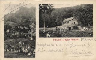 Sugásfürdő, fürdőépületek; Tartler Alfréd kiadása / spa buildings