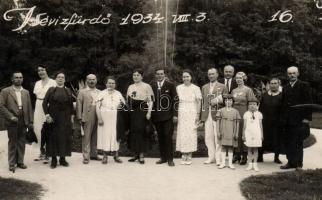1934 Hévízfürdő, Park; csoportkép / photo