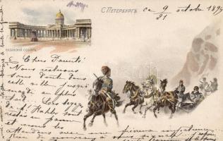 1899 Saint Petersburg, Kazan cathedral, litho