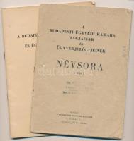 A budapesti ügyvédi kamara tagjainak és ügyvédjelöltjeinek névsora 1957. és 1968. évből.
