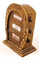 cca 1900 Antik, szerencsepatkót ábrázoló asztali öröknaptár. Réz. / Antique table eternal-calendar m...