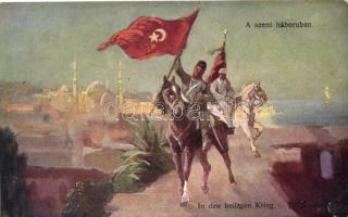 Turkish soldiers on horse in WWI, B.K.W.I. 259-109 s: B. Bélaváry I. (b)