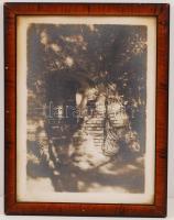 Cím nélküli vintage fotó, művészfólián keresztül másolva, üvegezett keretben 21x26 cm