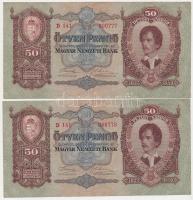 1932. 50P (2x) sorszámkövető T:II,III