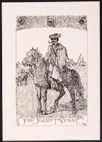 7 db ex libris jegyzett magyar alkotóktól: Toroczkay Oszvald, Nyerges János, Nibelszky Géza, Márk La...