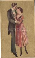 'Anna & Gasparini' Italian art postcard, kissing couple