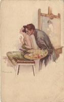 Italian art postcard, kissing s: Bombard (fa)