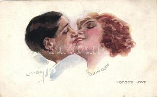 'Fondest love' Italian art postcard s: Usabal