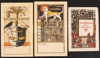 Otto Hupp (1859-1949): 3 db ex libris. T tipográfia cca 10x10 cm