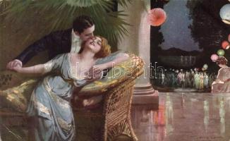 Italian art postcard, kissing couple s: G. Guerzoni (EB)