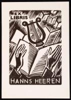 Franz Masereel (1889-1962): ex libris. Fametszet, papír. Dúcon jelzett. 12x16 cm