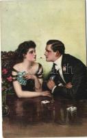 Couple playing card games s: Clarence F. Underwood