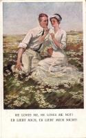 Couple in a flower meadow, M. Munk Nr. 860 d s: Clarence F. Underwood