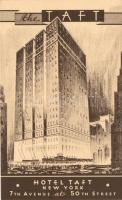 New York, Hotel Taft, advertisement on the back side s: Morss