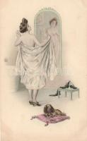 Nude lady by the mirror; M. Munk Vienne Nr. 412