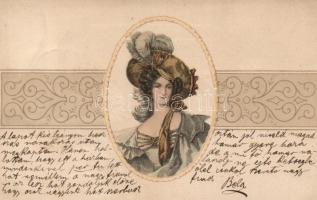 19th century lady, litho