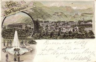 1899 Bad Reichenhall, fountain, floral, litho (Rb)