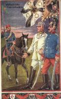 Waffenbrüder; Wilhelm II, Franz Joseph I and Mehmed VI, flags, B.K.W.I. 259-67