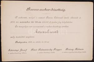 1898 Meghívó a Baross Gábor szobrának ünnepélyes leleplezésére az esemény programjával egy konzul részére