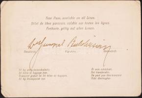 1928 Magyar. kir. folyam- és Tengerhajózási Rt. Hajózási Szabadjegy