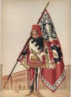 16 db használatlan, Sienai díszőröket ábrázoló, régi, művészi lap, Anichini szignóval; saját papírto...