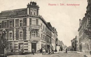 Chojnów, Haynau in Schlesien; Bahnhofstrasse, Aler-Drogerie / street to railway station