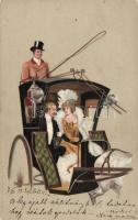 1899 Couple in the horse cart, Edgar Schmidt, litho