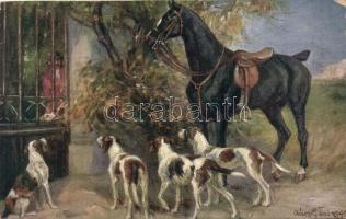 Horse with dogs, B.K.W.I. Serie 801-1 s: Alice Gassner (EK)