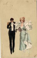 1899 Couple, art postcard, Edgar Schmidt, litho (EK)