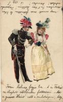 Couple, art postcard, litho