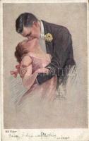 You, kissing couple, romantic postcard s: Bill Fisher