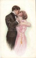 Kissing couple, romantic card, Wildt & Kray No. 2432 (fl)