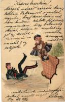 1899 Couple, humour, art postcard, Edgar Schmidt, litho