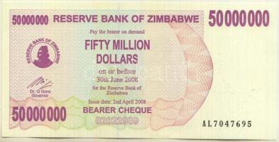 Zimbabwe 2008. 50.000.000$ T:I Zimbabwe 2008. 50.000.000 Dollars C:UNC