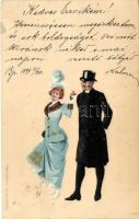 1899 Couple, art postcard, Edgar Schmidt, litho