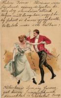 Dance, art postcard, Edgar Schmidt, litho (EB)