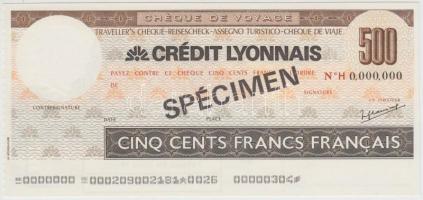 Franciaország DN "Credit Lyonnais" 500Fr "SPECIMEN" utazási csekk T:I France ND "Credit Lyonnais" 500 Francs "SPECIMEN" travellers cheque C:UNC