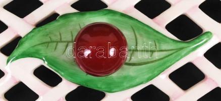 Kézzel festett, áttört Hollóházi bonbonniere 17x11 cm