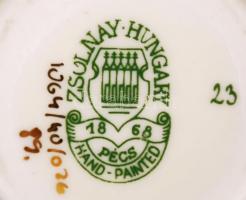 Kézzel festett, virágmintás Zsolnay mini kaspó 6 cm