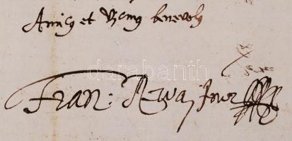 1621 Révay Ferenc nagybirtokos saját kézzel írt levele Szklabonyáról családi viaszpecséttel