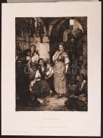 cca 1880 Pap Henrik: Az elítélt. Rézmetszet 26x36 cm